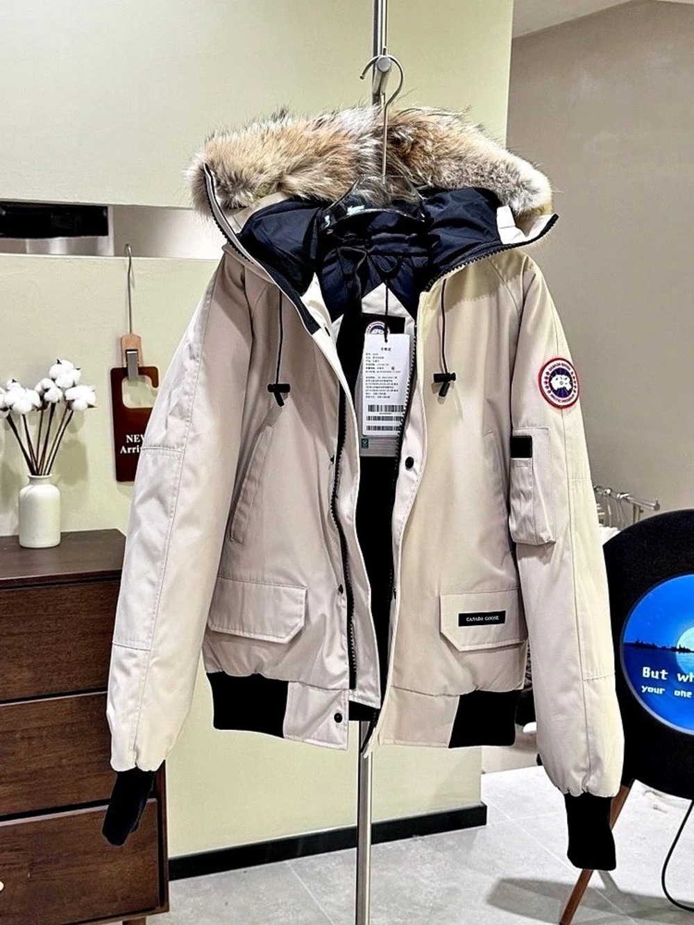 Canada Goose Chilliwack Bomber Puffer Jacket in Cream